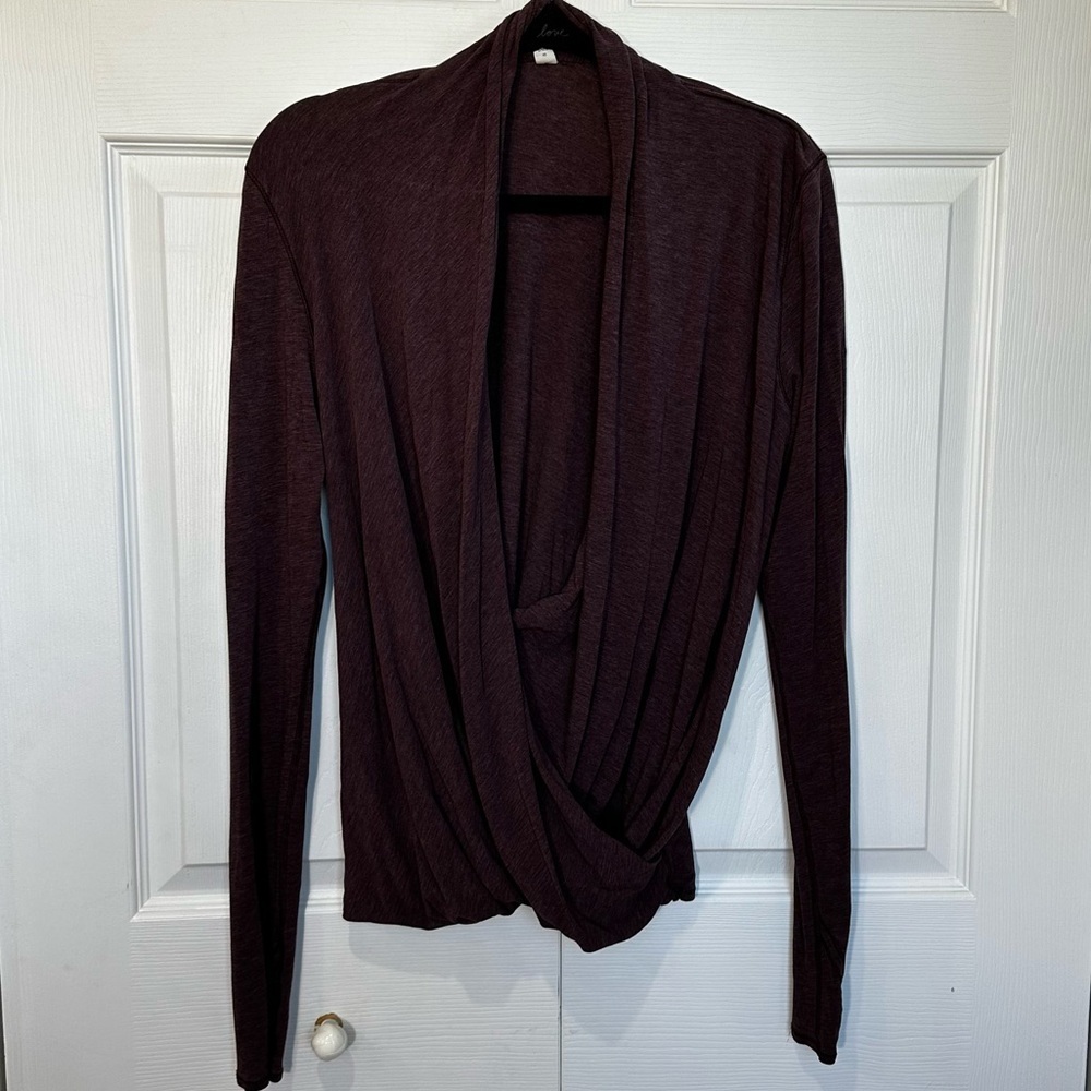 Lululemon Radiant Long Sleeve Wrap Top Heathered Bordeaux Drama Size 10